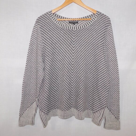 Banana Republic Womens XL Gray Jacquard Chevron Stripes cotton Sweater - Picture 3 of 12